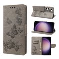 thumbnail image 1 of Mantto Galaxy S23 Wallet Case, Magnetic Leather Case for Women,3D Emboss Butterfly Card Slots Folio [Kickstand],Soft TPU Protective Flip Cover For Samsung Galaxy S23, Gray, 1 of 6