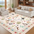 thumbnail image 4 of Garvee 6'x9' Floral Area Rug Animal Cat Carpet, Washable Boho Rugs Non Slip Low Pile Soft Indoor Floor Mat for Living Room Bedroom Dining Room, Beige, 4 of 10