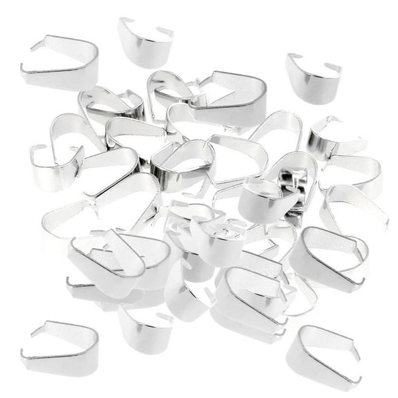 EHJRE 100 Pieces Plated Stainless Steel Pendant Pinch Bail Necklace DIY Finding
