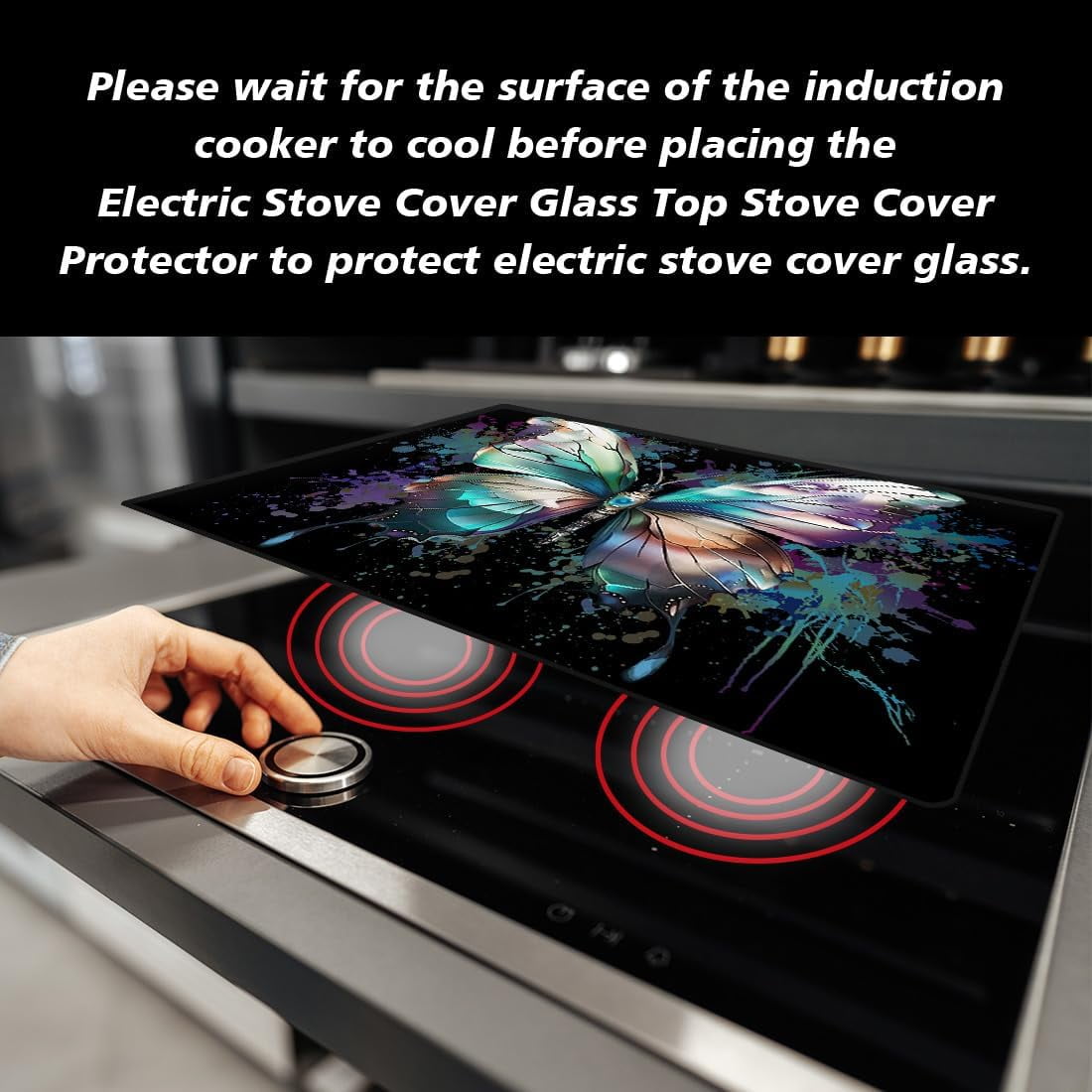 Electric Stove Cover 20.47x28.35" Stove Top Cover for Electric Stove Foldable Glass Cooktop Protector Non-Slip Top Protector Mat for Electric Stove Washer and Dryer(Butterfly)