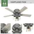 thumbnail image 3 of Hunter 44 inch Indoor Ceiling Fan with LED Lights - Ceiling Fan with Pull Chain, For Bedroom, Living Room, or Kitchen, Low Profile Mount, No Remote, 5 Blades - Hartland 50653, Matte Silver, 3 of 15