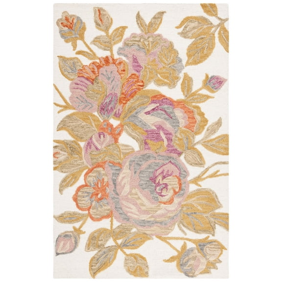 SAFAVIEH Blossom Theresa Floral Area Rug, Ivory/Green, 5' x 8'