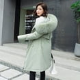 thumbnail image 1 of Chaqueta de mujer de algodón de longitud media a larga con cuello de piel grande y chaqueta de algodón afelpado, chaqueta de algodón con plumón, 1 of 6