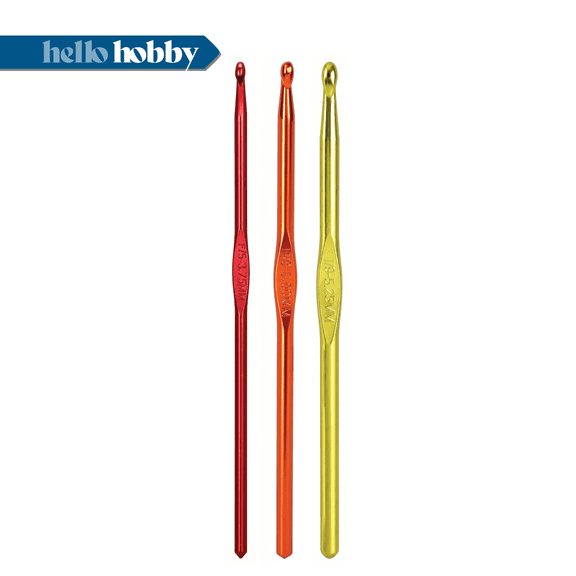Hello Hobby Aluminum Crochet Hooks, Sizes G, H, and I, 3-Piece Set