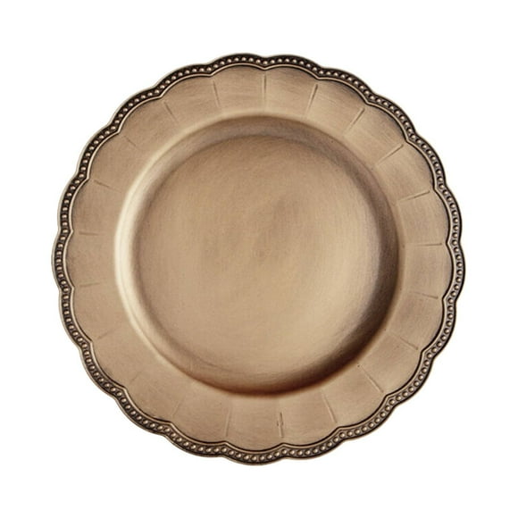 Assiettes de Souper en Plastique Acrylique Doré avec Bord Ondulé Brossé Doré à Bord Festonné, Brillantes pour Mariages, Banquets Ou Rassemblements Festifs
