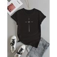 thumbnail image 1 of Womens Trendy Cross Print T-shirt - Soft Crew Neck, Short Sleeve, Fashionable for Spring & Summer Attire, 1 of 6