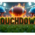 thumbnail image 4 of Football Themed Background Banner with Flaming Football Helmets and Touchdown Text, for Sports Parties Tailgating Events Fan Gatherings Decorations Backdrops, 4 of 4
