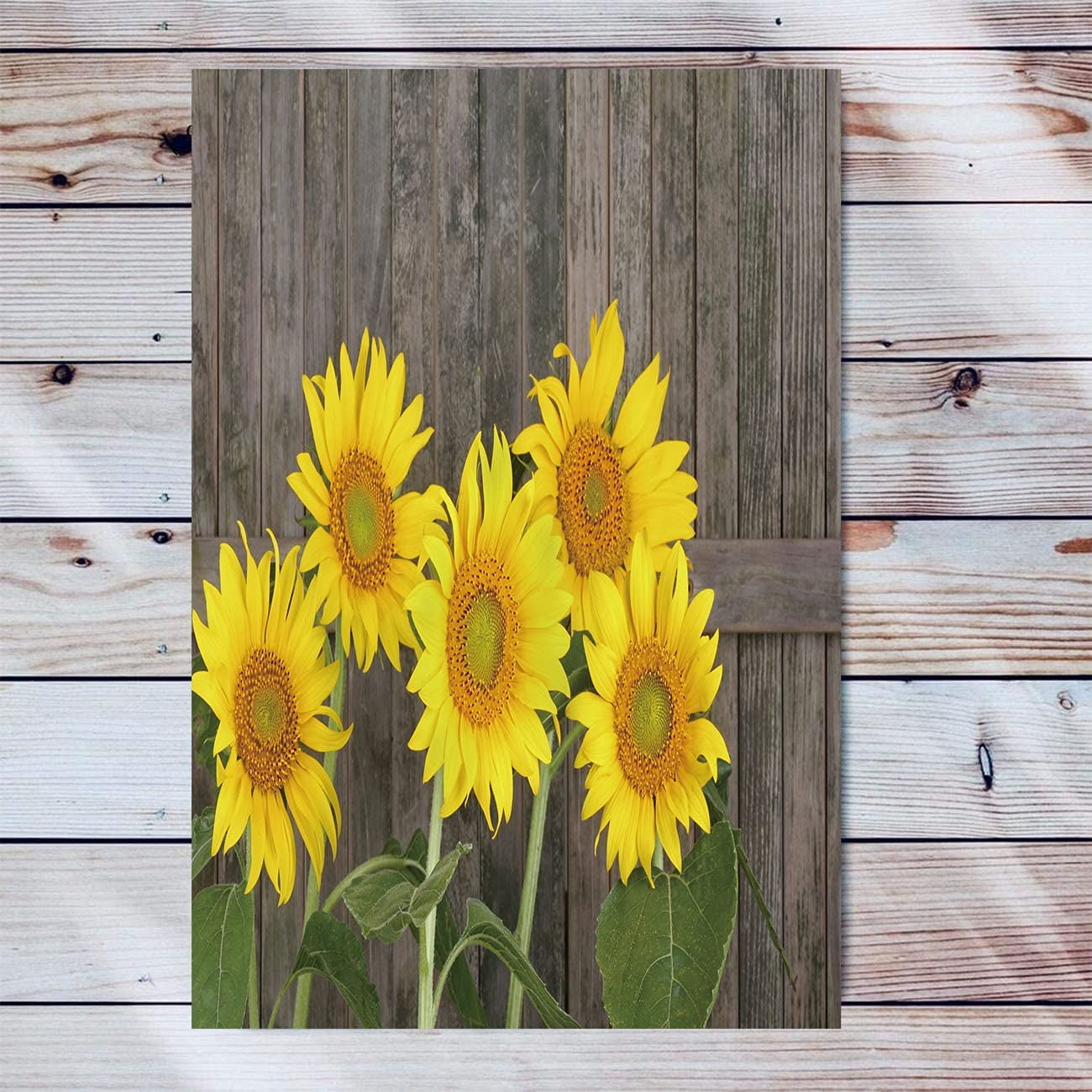 Sunflower Rustic Wooden Canvas Wall Art Artwork Wooden Frame Painting