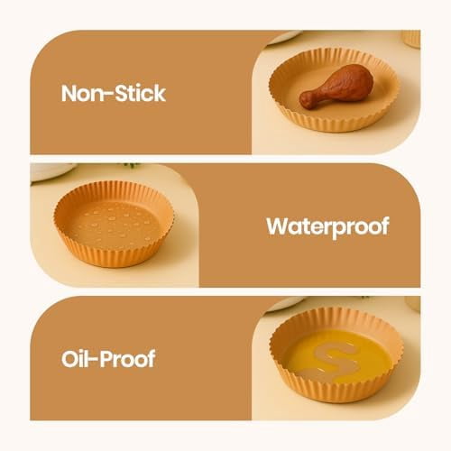 125 Pcs Round Air Fryer Liners 8 Inch - Disposable Airfryer Basket - Non-Stick & Oil Proof Baking Liner for Oven Pan - Air Fryer Paper for Baking, Roasting Microwave
