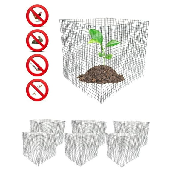 Plant Protectors 6-Pack, 12" Square x 12" High - Wire Plant Guards for Garden, Vinyl Coated Rust-Resistant Plant Cages, Gopher & Rabbit Protection