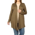 thumbnail image 1 of Women & Plus Draped Open Front Long Sleeve Flowy Light Cardigan, 1 of 3