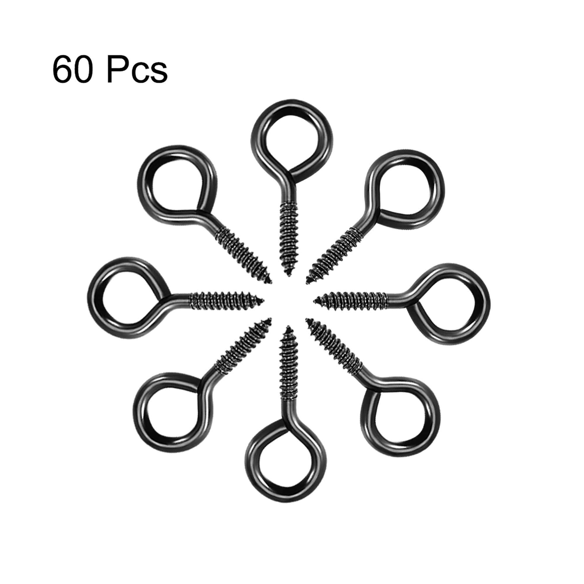 0.87 inch Screws Eye Hooks Self-Tapping Screws Screw Hanger Eye-Shaped Ring Hooks Black 60 Pieces 0.87 inch Screws Eye Hooks Self-Tapping Screws Screw Hanger Eye-Shaped Ring Hooks Black 60 Pieces
