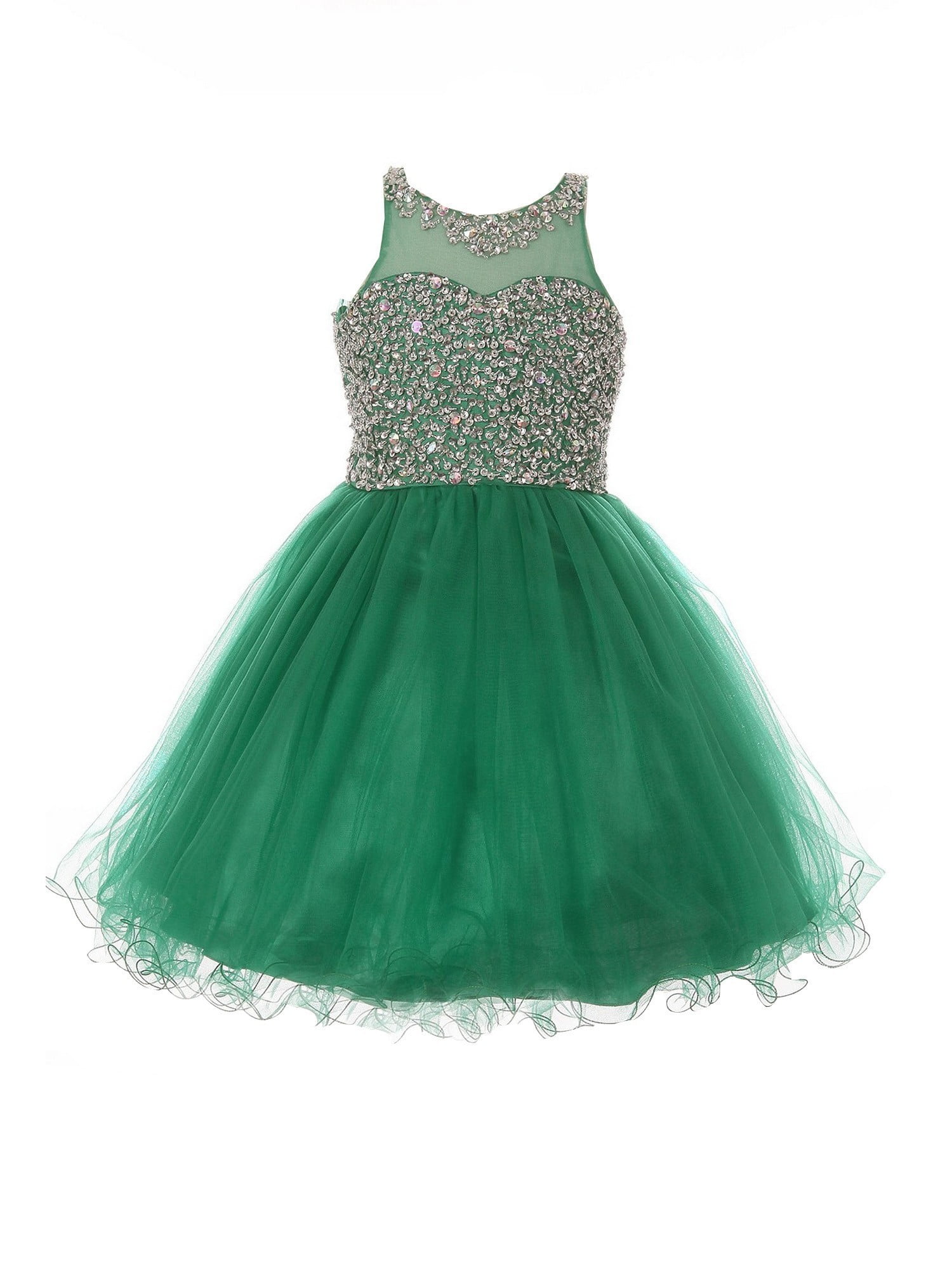 Little Girls Emerald Green Glitter Bead 