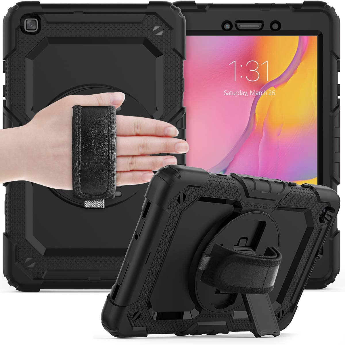 output beschaving Phalanx Timoom Galaxy Tab A 8.0 2019 Case (SM-T290/T295), [Built in Screen  Protector] Shockproof Heavy Duty Protective Rugged Cases with 360 Rotating  Kickstand Cover for Tablet Galaxy Tab A 8.0,Black - Walmart.com