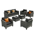 thumbnail image 2 of Ovios 7 Piece Patio Furniture Set Wicker Rattan Outdoor Conversation Sectional Furniture with Couch, Chair, Ottomans, Cushion for Backyard, 2 of 8