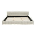 thumbnail image 6 of King Size Wood Bed Frame, Chenille Fabric Grounded Platform Bed with Upholstered Tufted Headboard, No Box Spring Needed, Beige, 6 of 9