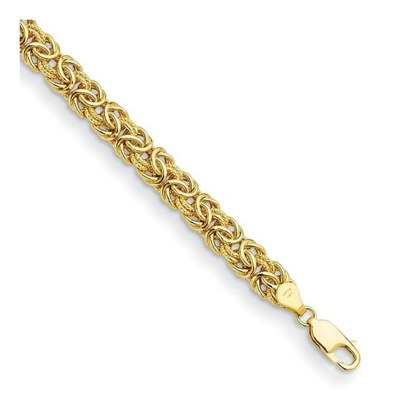 Auriga Fine Jewelry 18K Yellow Gold Polished and Textured 7.5mm Byzantine 7.5" Bracelet for Women