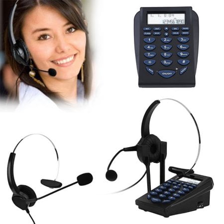 AGPtek Hands-free Call Center Noise Cancellation Corded Monaural Headset Telephone with Backlight Tone Dial Key