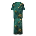 thumbnail image 6 of Atogsazn Women's Sleepwear Capri Pajama Sets Short Sleeve Two Piece Pjs Crew Neck Tops & Capri Pants with Pockets Army Green M, 6 of 7