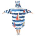 thumbnail image 2 of FORMRS Wearable Blanket Hoodie with Sleeves for Kids Cozy Flannel Sweatshirt, Blue Sailboats, 2 of 7