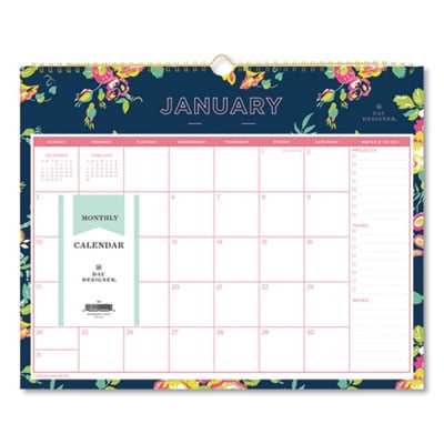 15 in. x 12 in. 12-Month (Jan-Dec 2026) Day Designer Peyton Wall Calendar - White/Navy Sheets