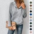 thumbnail image 3 of 2025 Autumn Women's Long Sleeve Sweatshirt - Solid Color Textured Fabric Casual Simple Pullover with Pockets Loose Fit, 3 of 8