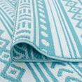 thumbnail image 6 of 6x9 Waterproof, Reversible Plastic Straw Outdoor Rugs for Patios | Also for Camping, RV, Deck, Porch, Balcony, Camp, Patio | Aqua, Stripe | Size: 5'11'' x 8'10'', 6 of 7