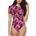 thumbnail image 1 of Fotbe Orchids Flowers Body de Mujer con Cuello Redondo y Mangas Cortas, Sin Mangas Ajustado, Suave, Cómodo y Básico-XX-Large, 1 of 7