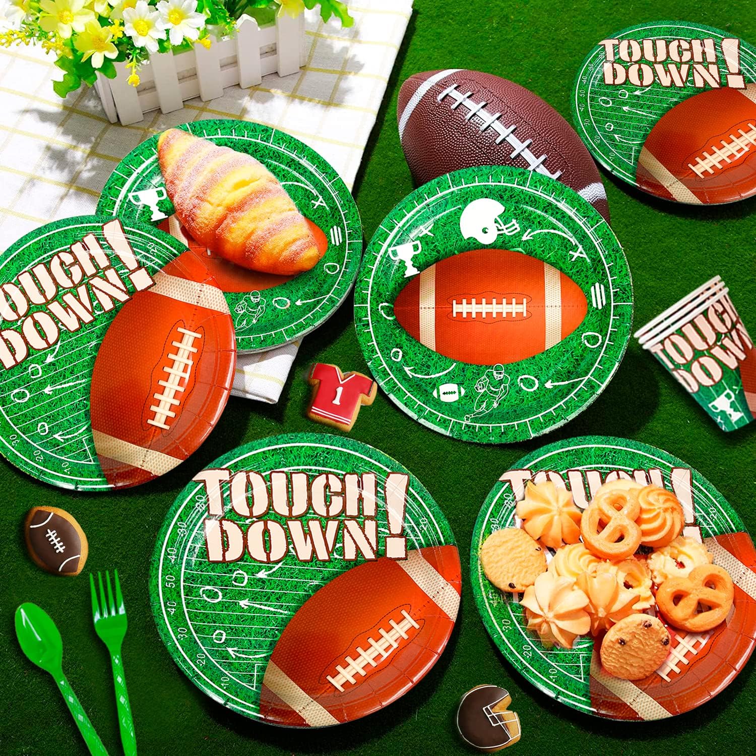 Kit Décoration Anniversaire Football 40 Pièces - Assiettes, Serviettes, Thème Vert Pour Fête Enfant