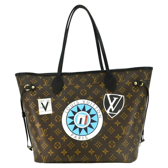 Pre-Owned LOUIS VUITTON Neverfull My LV World Tour Monogram Canvas Tote Bag Brown