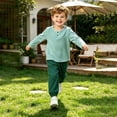 thumbnail image 5 of Yeaiivve Jogger Sets for Toddler Boys 2 Piece Summer Outfits Breathable Long Sleeve Henley Top and Jogging Pants Suits for Play Travel Lounging Army Green 2-3 Years, 5 of 6