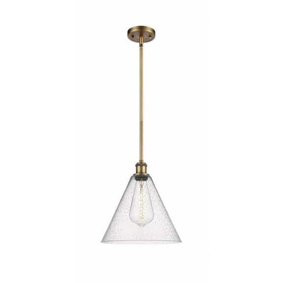 516-1S-WPC-GBC-124 Innovations Lighting Berkshire 1 Light 12" Mini Pendant Brushed Brass/Seedy