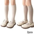 thumbnail image 2 of Godderr Kids Toddlers Girls Thigh High Socks Knee High Socks for Girls,White Thigh High Socks Baby Stockings,Big Girl Stockings Tube Socks 2 Pairs for 3-12Y, 2 of 7