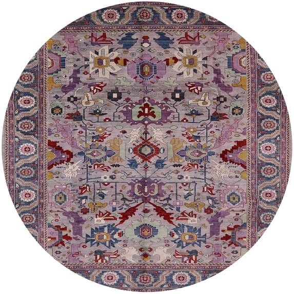 Ahgly Company Machine Washable Indoor Round Industrial Modern Velvet Maroon Purple Area Rugs, 4' Round