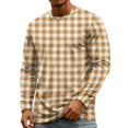 thumbnail image 6 of Men's Long Sleeve Shirts Crewneck T-Shirts Casual Pullover Shirt Soft Stretch Plaid Basic Tees Fall Tops, 6 of 7