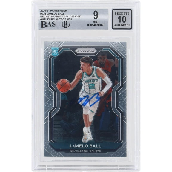 LaMelo Ball Charlotte Hornets Autographed 2020-21 Panini Prizm 11 #278 Beckett Fanatics Witnessed Authenticated 9/10 Rookie Card - Fanatics Authentic Certified