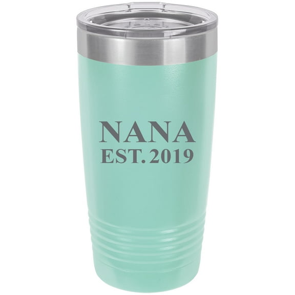 Nana Established EST. 2019 Stainless Steel Engraved Insulated Tumbler 20 Oz Travel Coffee Mug, Teal