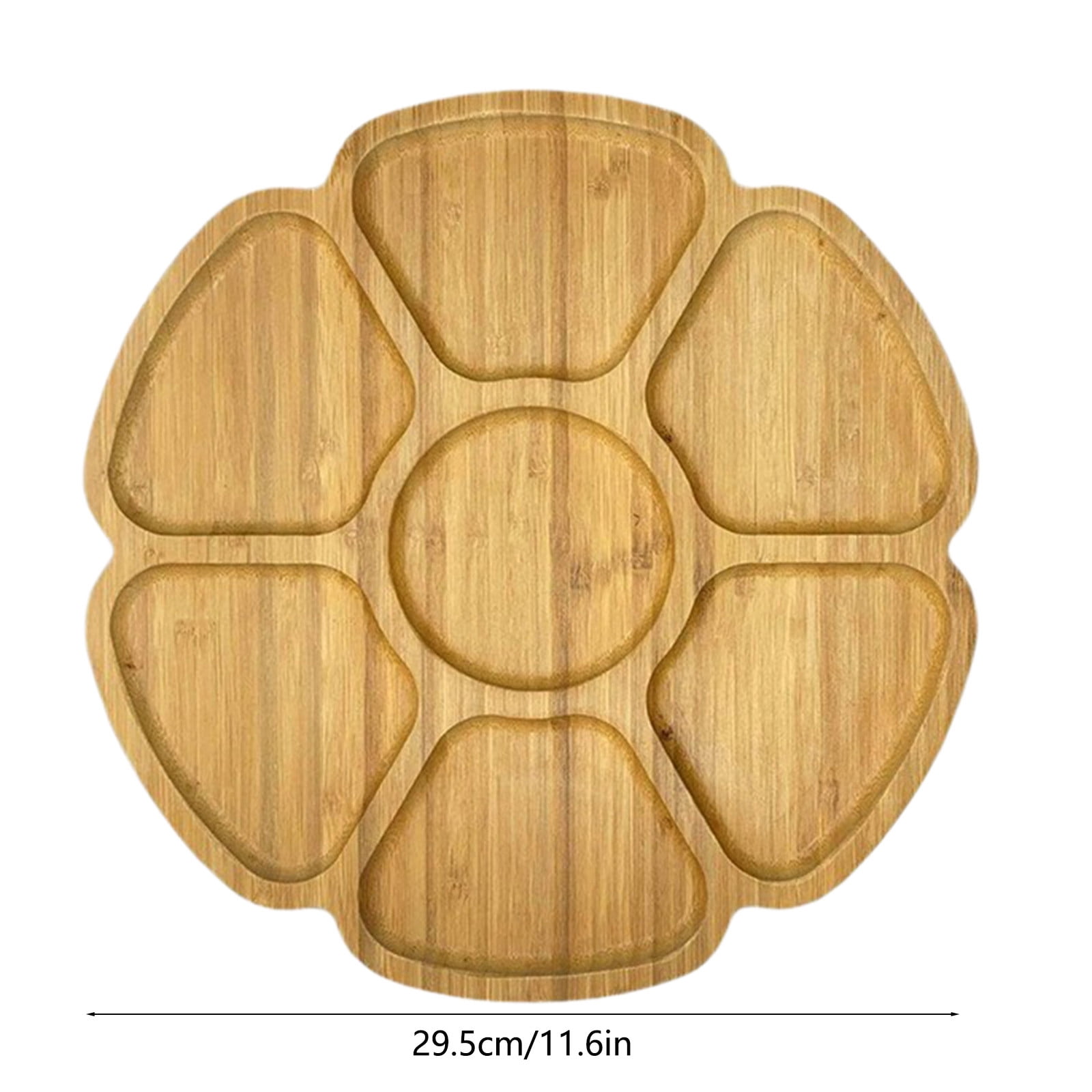 Round Wood Serving Board, Flower Shape Food Serving Tray for Kitchen Appetizers, for Meat, Vegetables, Bread, Charcuterie, Cheese Board Khaki
