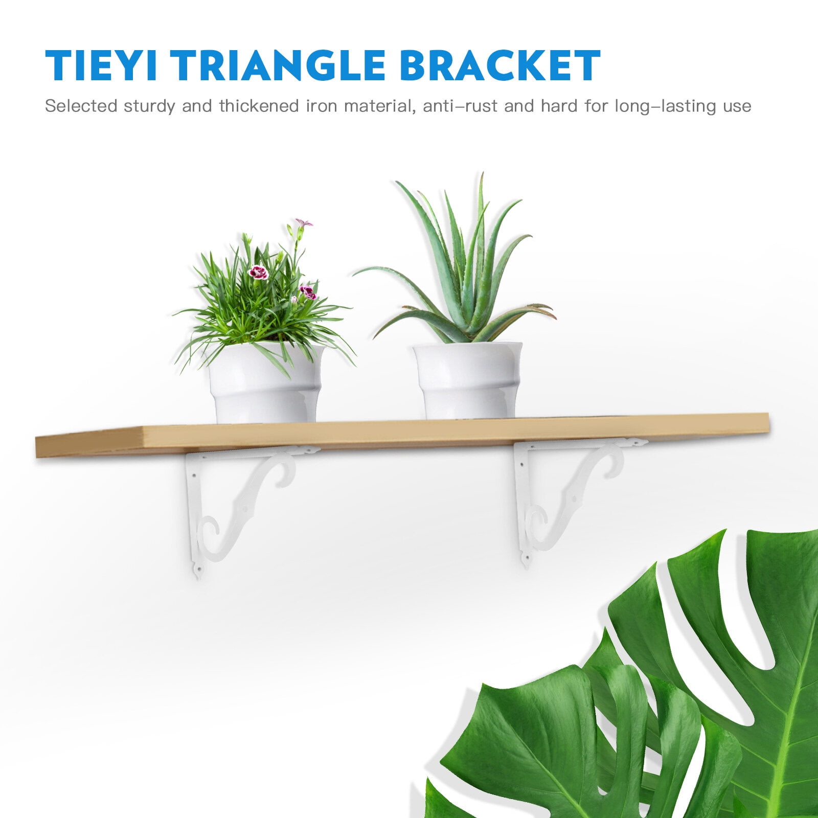 ULTNICE Iron Shelf Brackets White 2Pcs 9.3X7.5in
