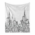 thumbnail image 1 of Modern Soft Flannel Fleece Throw Blanket, European City Landscape Sketchy Painting with Landsmarks Image Print, Cozy Plush for Indoor and Outdoor Use, 50" x 60", Black and White, by Ambesonne, 1 of 6