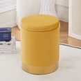 thumbnail image 7 of 23QT Storage Ottoman, Multipurpose Footrest Stool with Metal Base Modern Round Vanity Stool Chair Ottoman Foot Stools Support 300lbs Padded Seat for Living Room & Bedroom, Velvet Ginger, 7 of 7