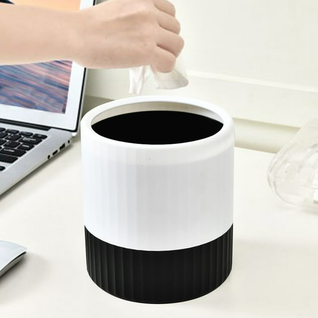 Papelera de escritorio con tapa abatible Lisbinx, ideal para el baño, el hogar y la sala de estar. Cesta gruesa. Mini papelera.
