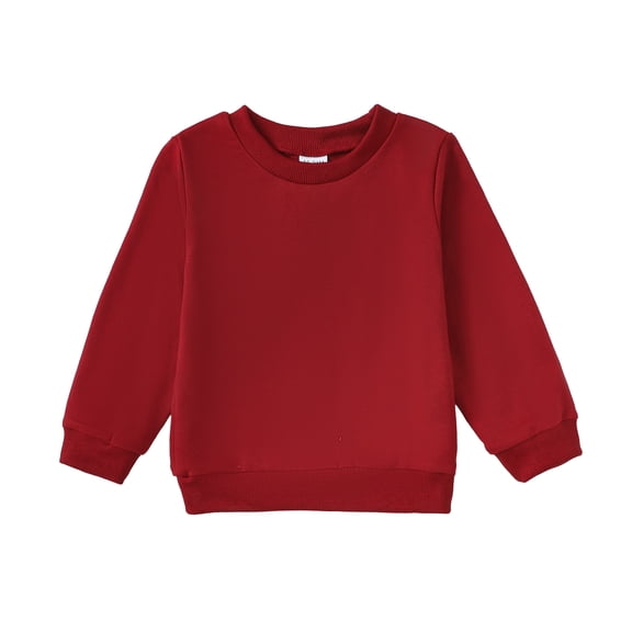NZRVAWS 5T Baby Girls Long Sleeve T-shirts Solid Color 5-6 Years Little Girls Round Neckline T-shirts Tops Red