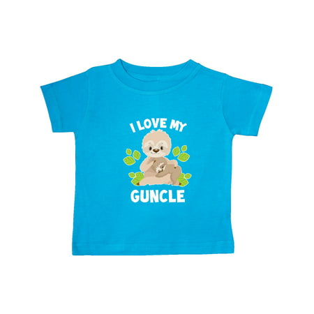 

Inktastic Cute Sloth I Love My Guncle with Green Leaves Gift Baby Boy or Baby Girl T-Shirt