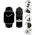 thumbnail image 3 of Bandini Triple Extra Long XL Leather for Apple Watch Band 45mm 44mm 42mm 41mm 40mm 38mm 49mm & Ultra for Men Large Wrist, Alligator Style for iWatch Band Series 9 8 7 6 5 4 3 2 1 SE - Black / Black, 3 of 8