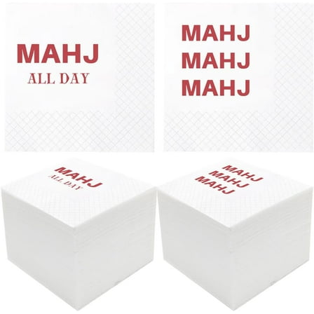 20pcs Funny Mahjong Cocktail Napkins, Mahj Mahj Mahj, Mahj All Day Disposable Paper Cocktail Beverage Napkins for Game Nights Bridal Showers Birthday Party , 5x5" 5"x5"