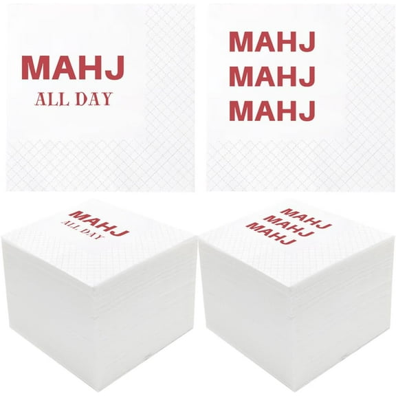 20pcs Funny Mahjong Cocktail Napkins, Mahj Mahj Mahj, Mahj All Day Disposable Paper Cocktail Beverage Napkins for Game Nights Bridal Showers Birthday Party , 5x5" 5"x5"