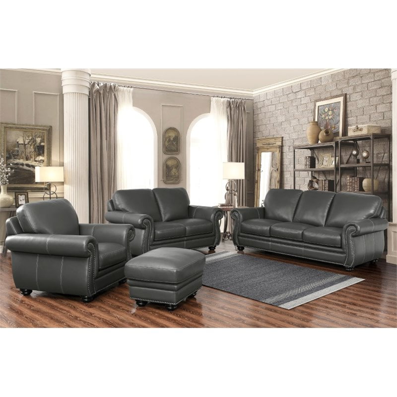 Austin 4 Piece Top Grain Leather Living Room Set Baci Living Room