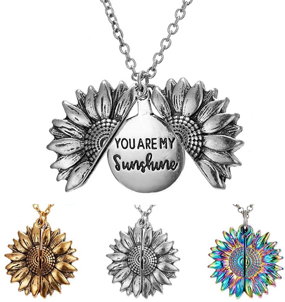 Sunflower Necklace for Women Girls You are My Sunshine Necklace