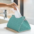 thumbnail image 6 of Uemuo Aquamarine Glitter1 Pattern Tissue Box Cover Holder, Triangle with Bottom Belt - PVC Leather Decorative Organizer for Tabletop, Bathroom, Car, Office, 6 of 9